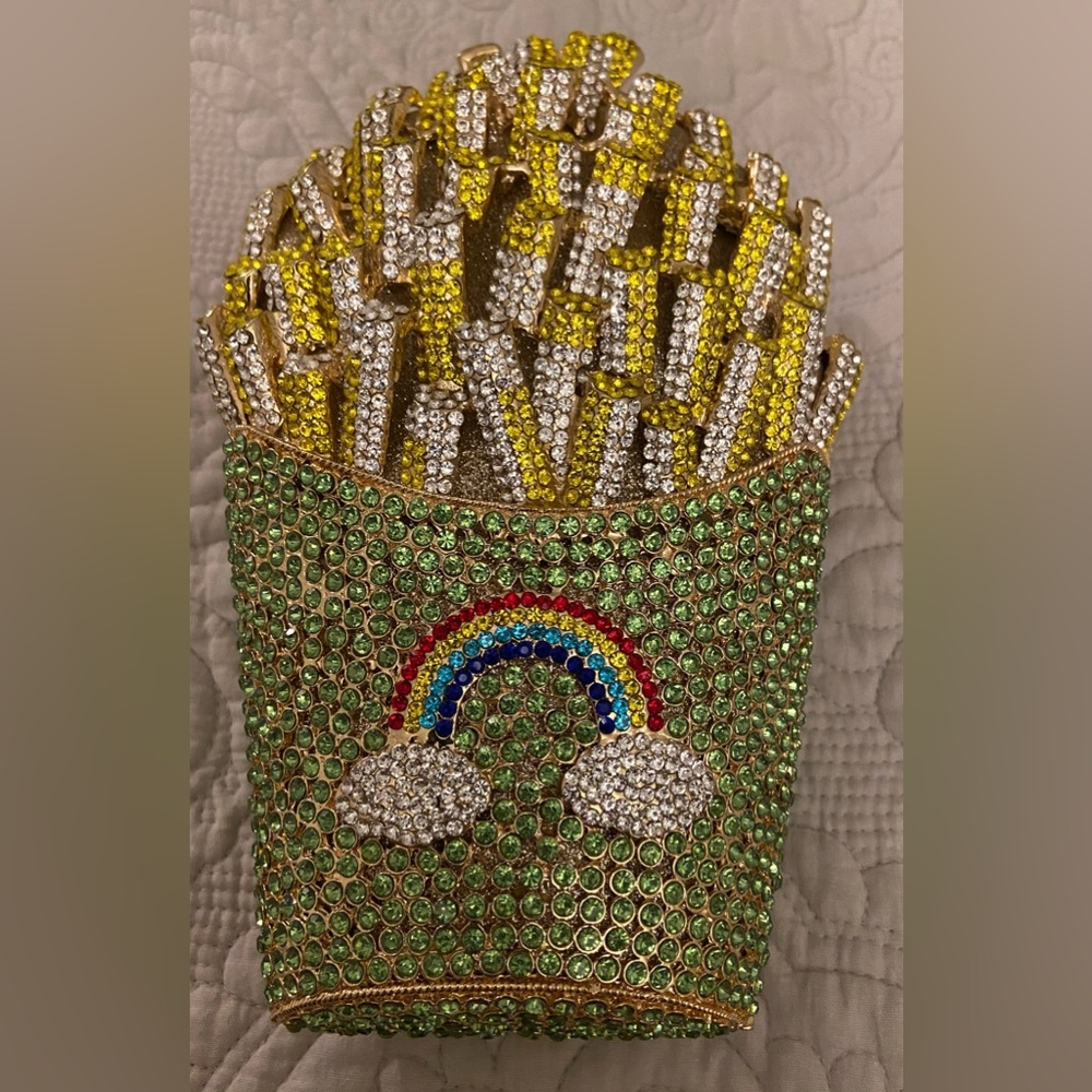 French Fry Fabulous Rainbow crystal clutch
